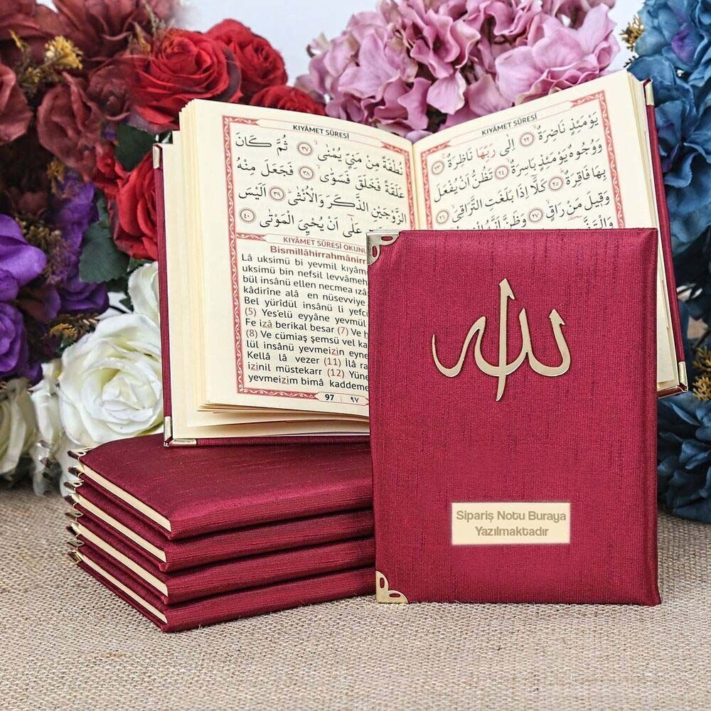 Hediyelik Şantuk Kumaş Çantalı Yasin Kitabı ( 16.5 x 12.5 cm ) Bordo