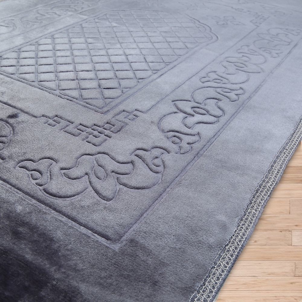 Soft Yumuşak Kadife Peluş Seccade Gümüş 80 x 120 cm - 1100 gr