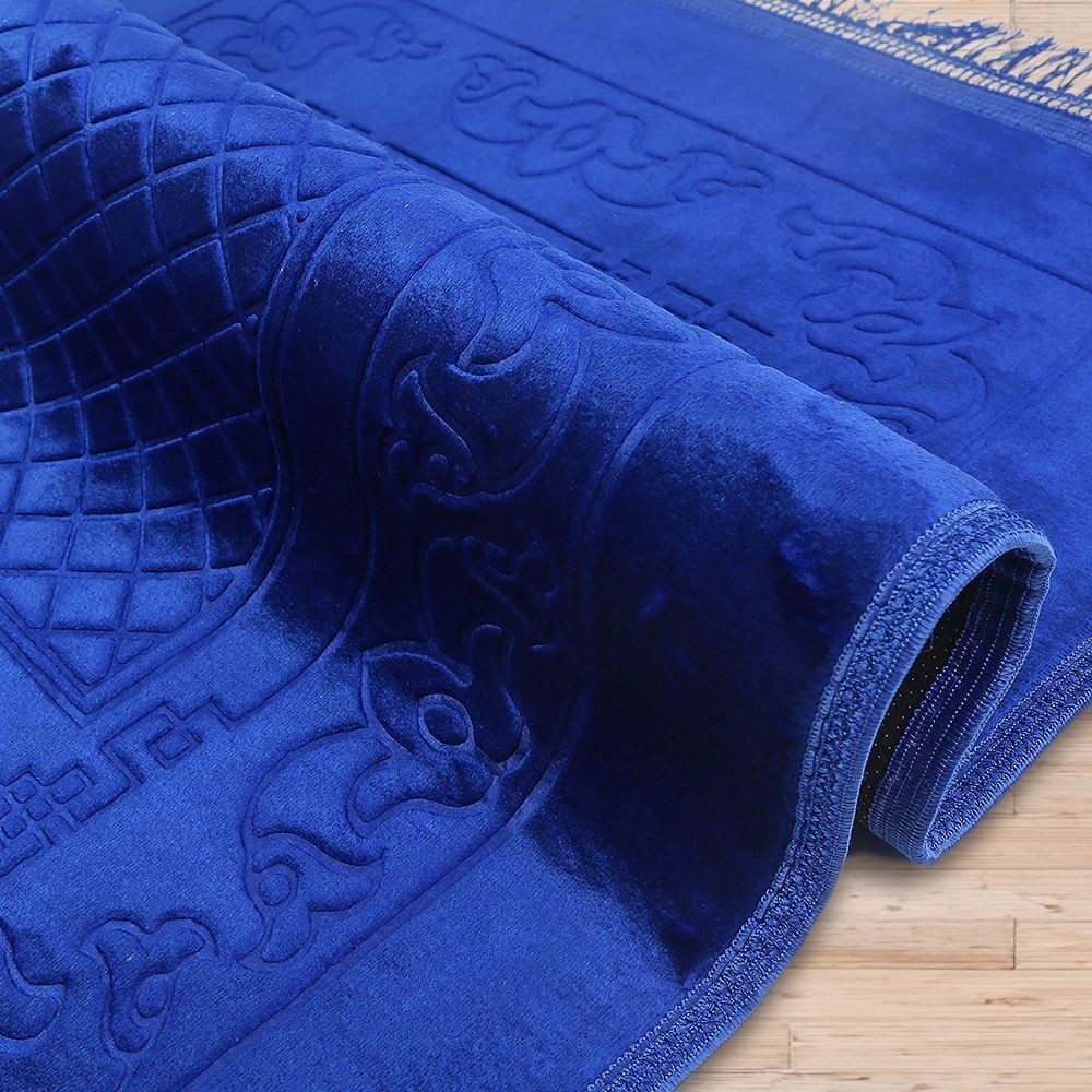 Soft Yumuşak Kadife Peluş Seccade Mavi 80 x 120 cm - 1100 gr