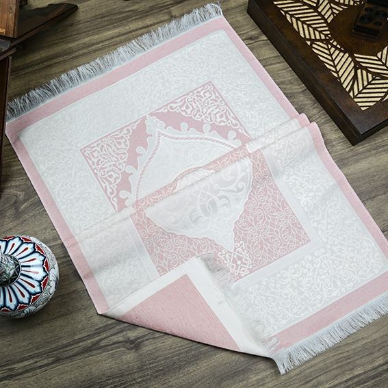 Hediyelik İpek Nur Tafta Seccade Bebek Pembesi 68x110 cm - 200 gr