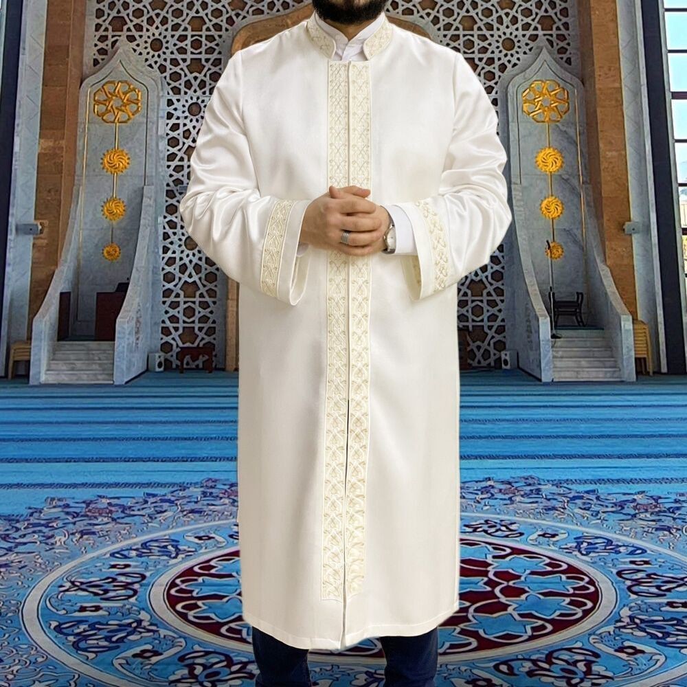 Slimfit Hilye Krem İmam Cübbesi Boyu 180 cm den Uzunlar için Dar Uzun
