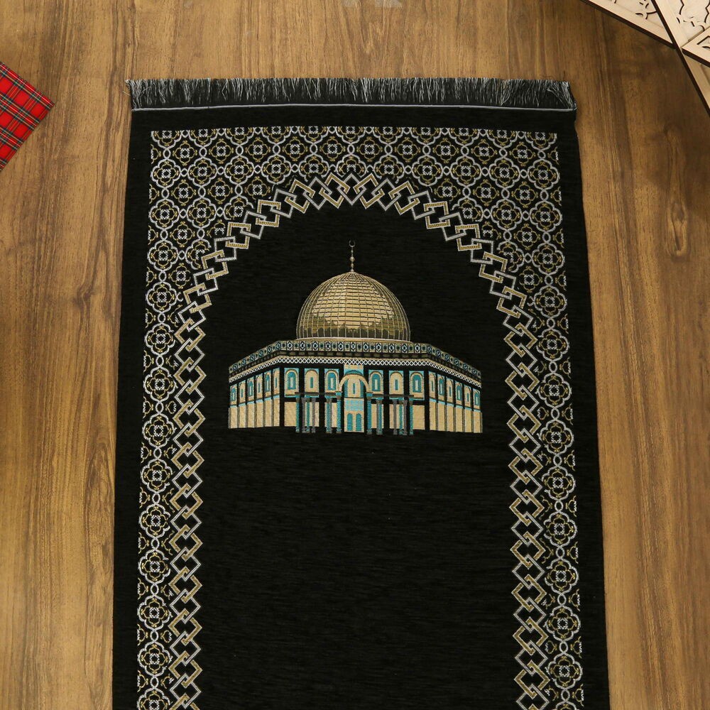 Kubbetüs Sahra Lüks Şönil Seccade Siyah (66x117cm) 485gr