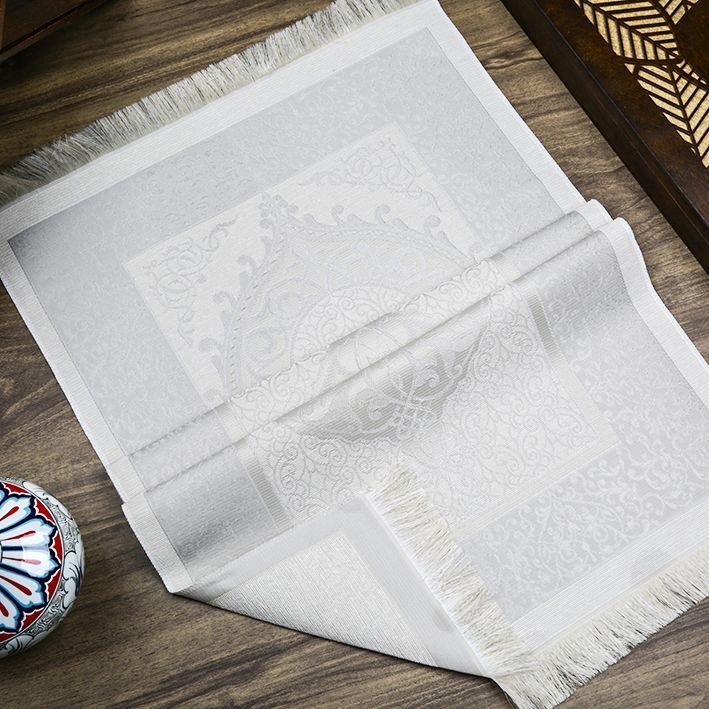 Hediyelik İpek Nur Tafta Seccade Gri 68x110 cm - 200 gr