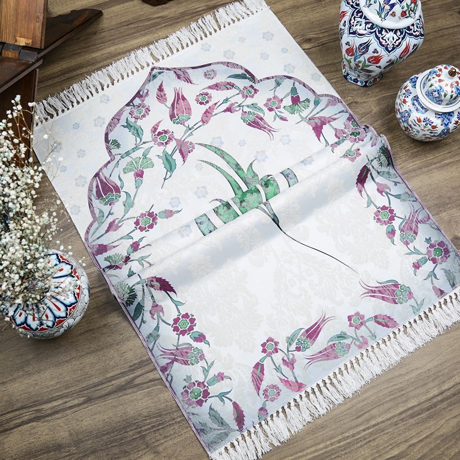 İnce Pamuk Seccade Yeşil - Lale 70x117 cm - 370 gr