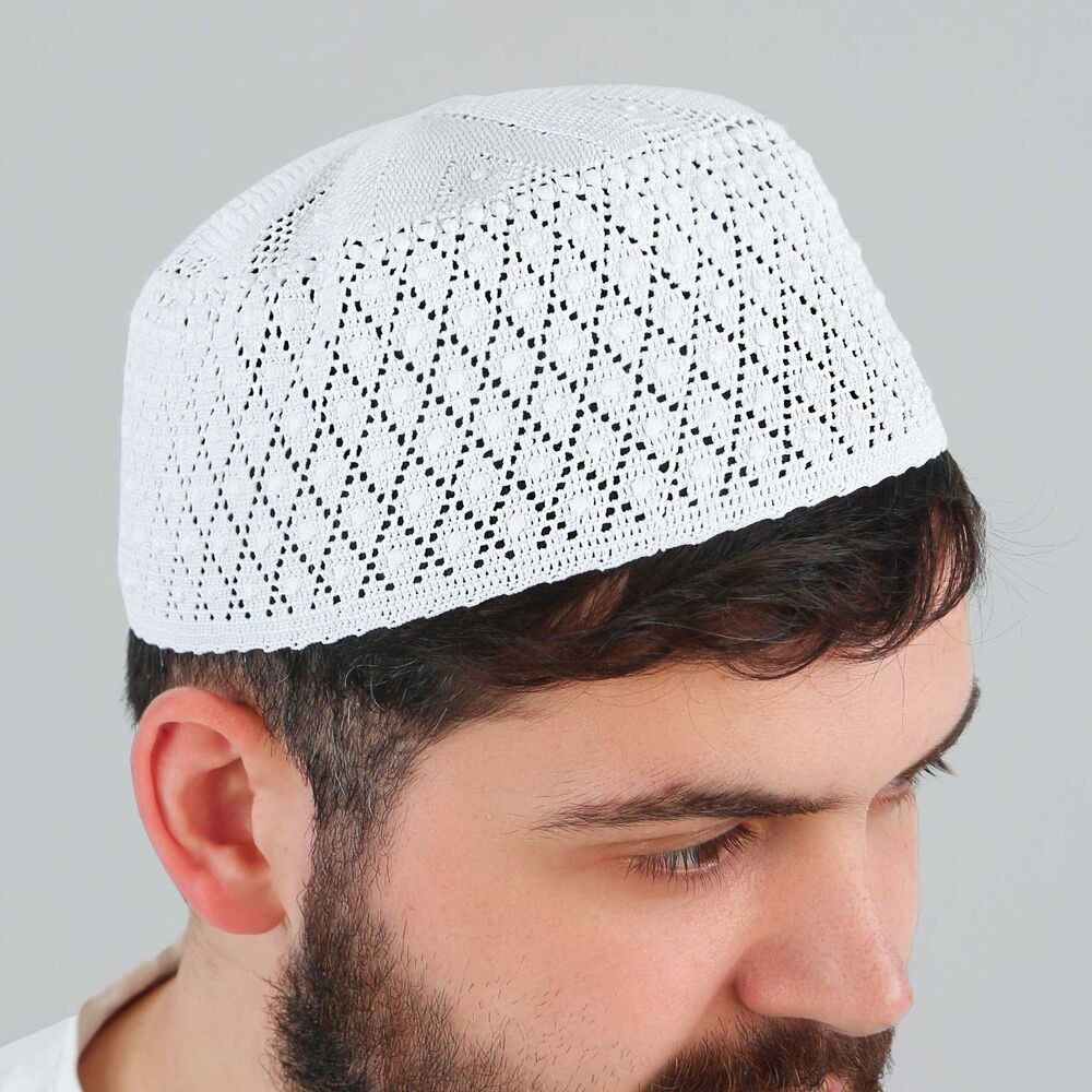 Lüks El Örme Dantel Takke-Beyaz