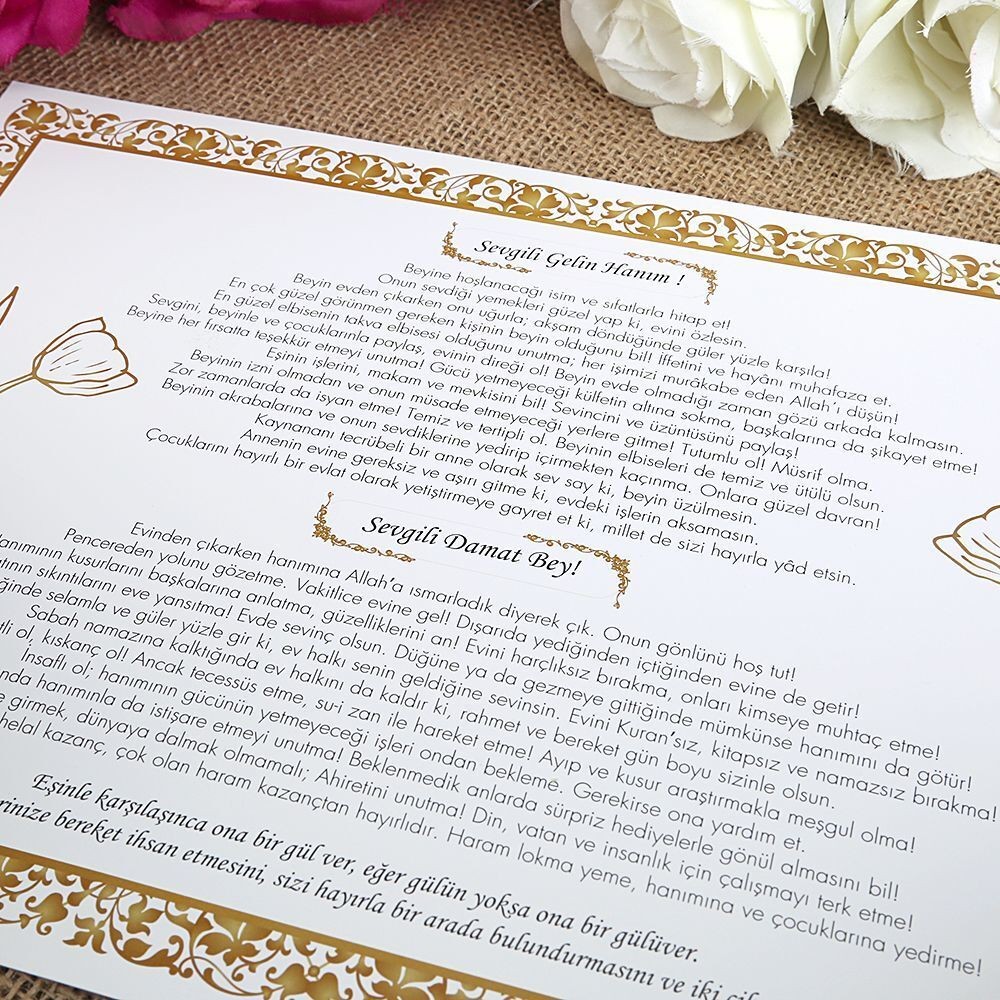 Dini Nikah Hatıra Belgesi ( 10 Adet ) 30*21 cm