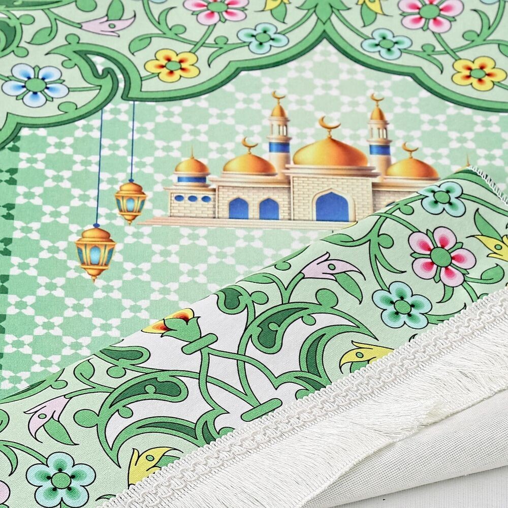 Çocuk Seccadesi Nebevi Yeşil 82×45 cm 110 gr - Tesbih Hediyeli