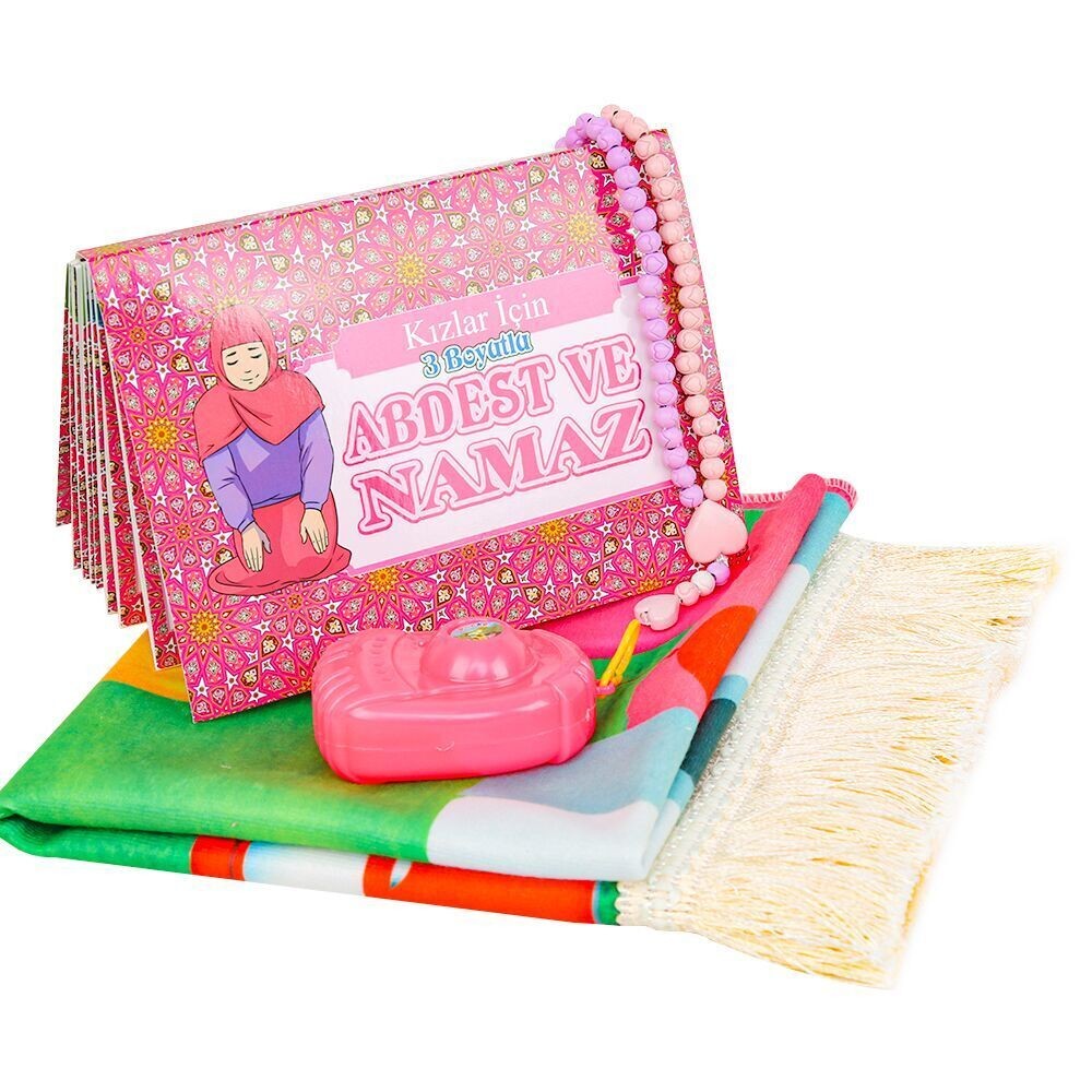 Kız Çocuk Abdest Ve Namaz İbadet Seti 30x16cm 110gr