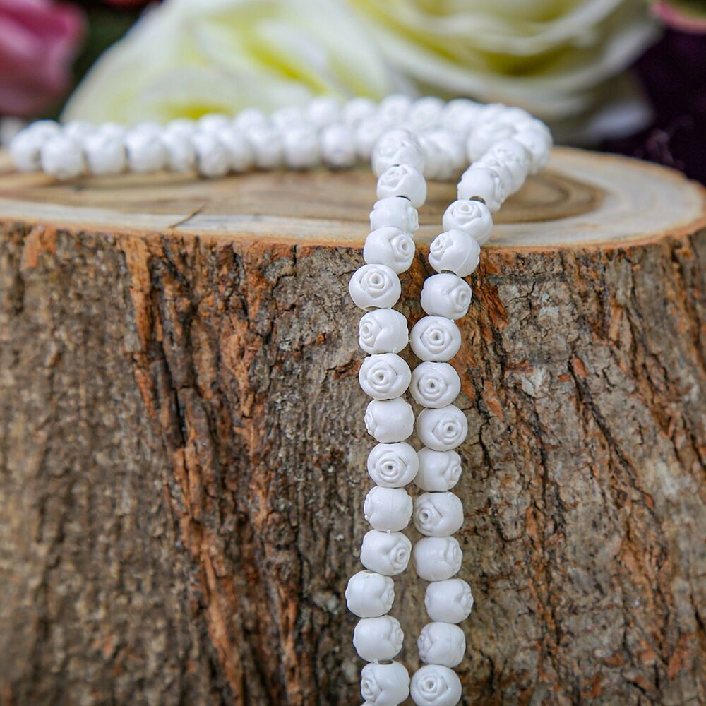 Gül Kutulu Kokulu Tesbih Beyaz (8x8 cm)