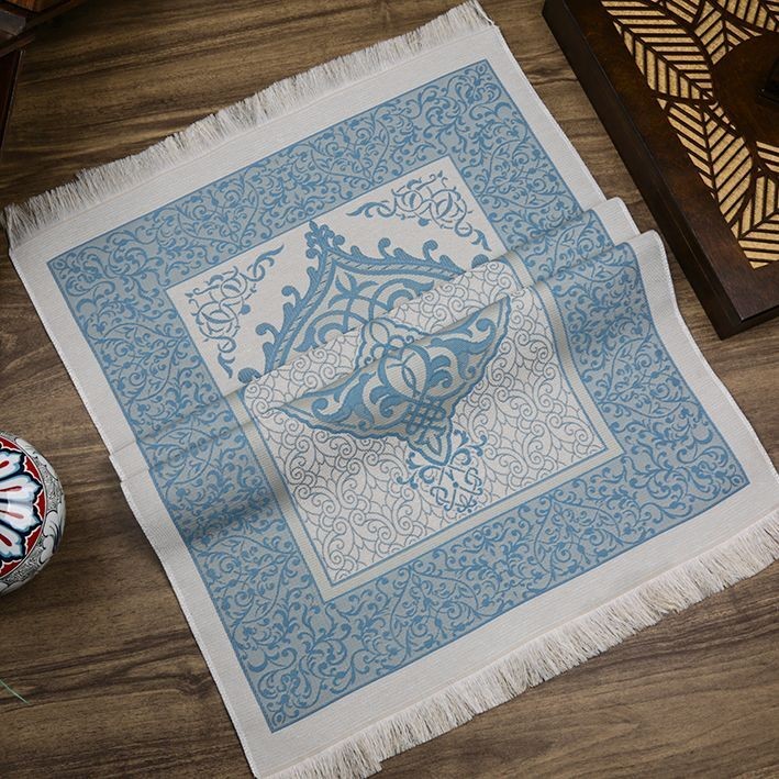 Hediyelik İpek Nur Tafta Seccade Turkuaz 68x110 cm - 200 gr