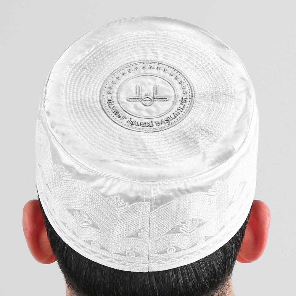 Diyanet Logolu Kari - Topbaş Takke Beyaz
