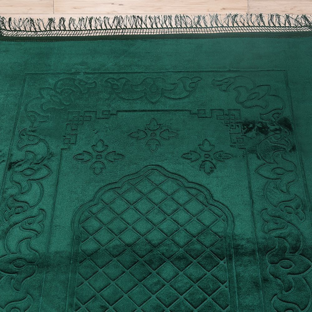 Soft Yumuşak Kadife Peluş Seccade Yeşil 80 x 110 cm - 1100 gr