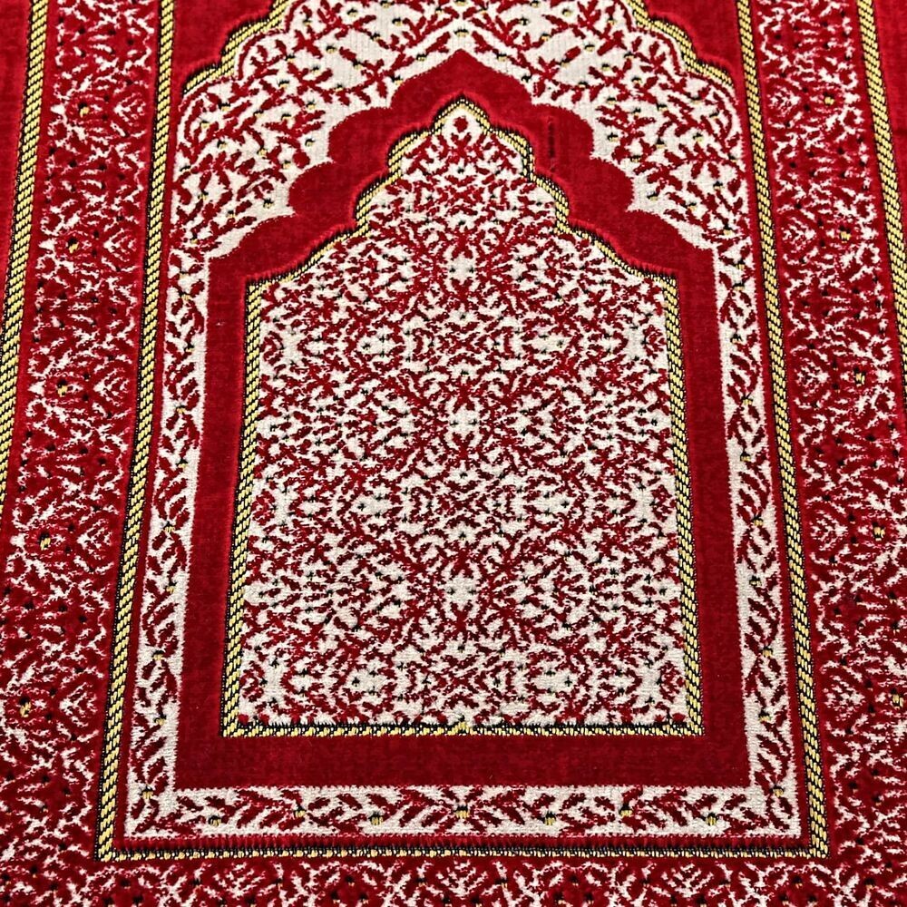 Kadife Çocuk Seccadesi - Kırmızı 39x80 cm - 180 gr - Tesbih Hediyeli