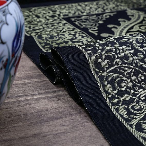 Hediyelik İpek Nur Tafta Seccade Koyu Siyah 68x110 cm - 200 gr