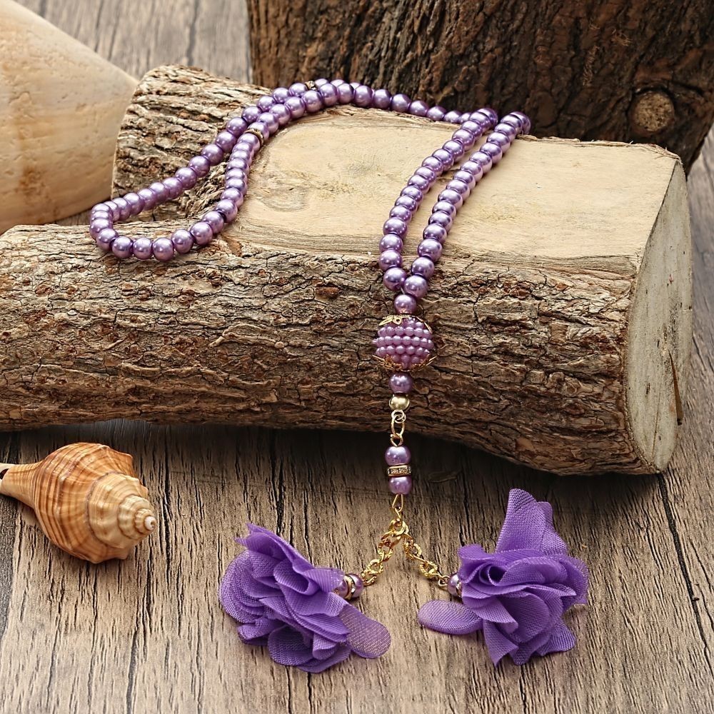 Kişiye Özel Hediye Kadife Kaplı Kur'an-ı Kerim Lila, İnci Tesbihli Hediyelik