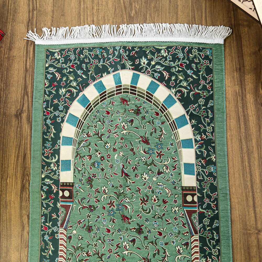 Ravza Lüks Şönil Seccade Yeşil (68x120cm) 650 gr