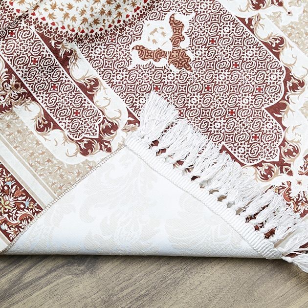 Çeyizlik İpek Burgu Seccade Krem 70x120 cm - 510 gr
