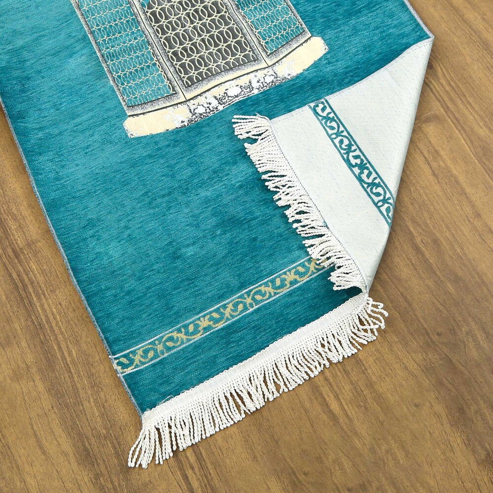 Makam-ı İbrahim Lüks Şönil Seccade Turkuaz (70x126cm) 240 gr