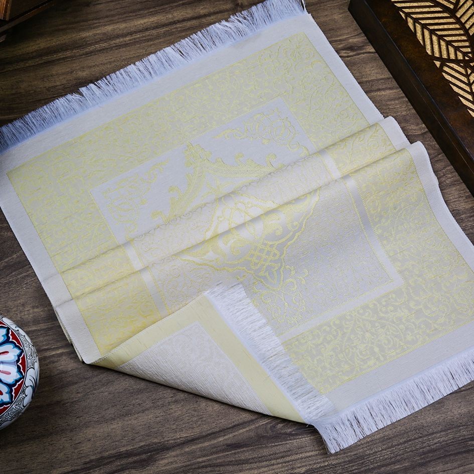 Hediyelik İpek Nur Tafta Seccade Sarı 68x110 cm - 200 gr