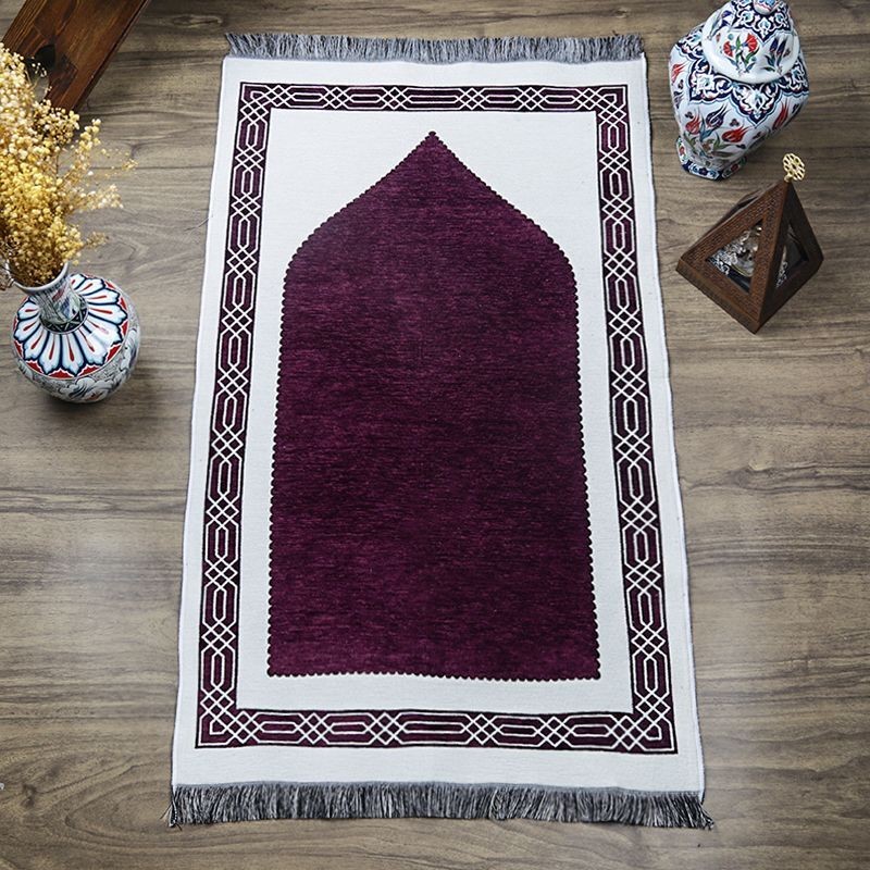 Hediyelik Çift Taraf Seccade Mor Krem 70x130 cm - 450 gr
