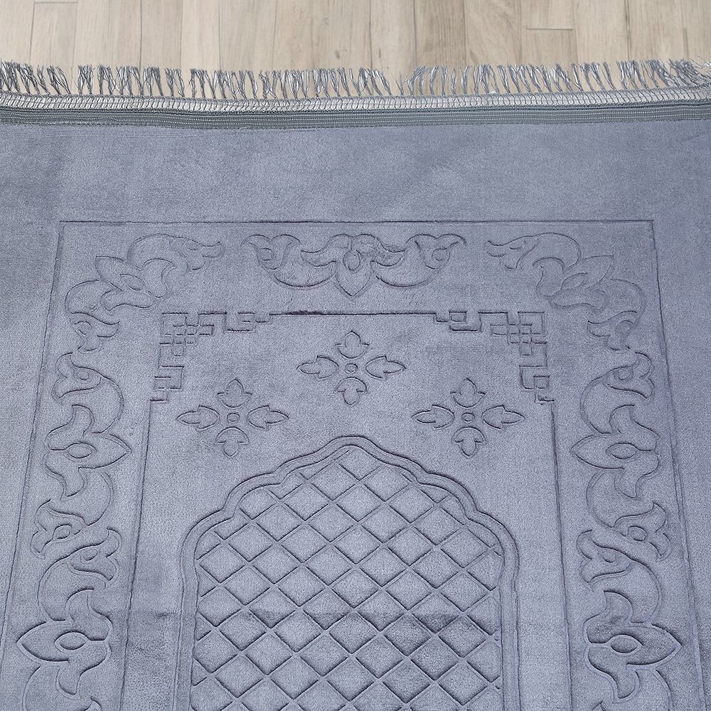 Soft Yumuşak Kadife Peluş Seccade Gümüş 80 x 120 cm - 1100 gr