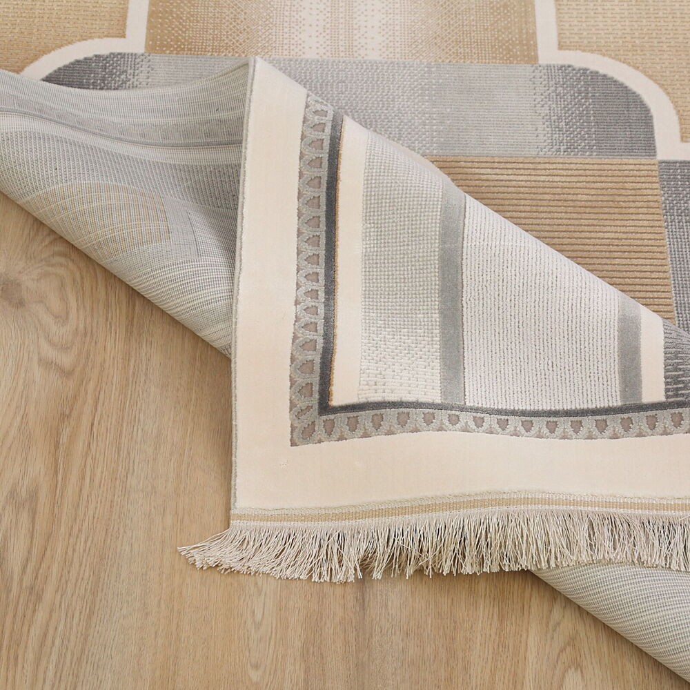 Lüks Kadife Akasya Mihrap  Seccade  Ultra Lüks % 100 Modal, Sık Dokuma Halı  Seccade-Krem (80x120 cm)
