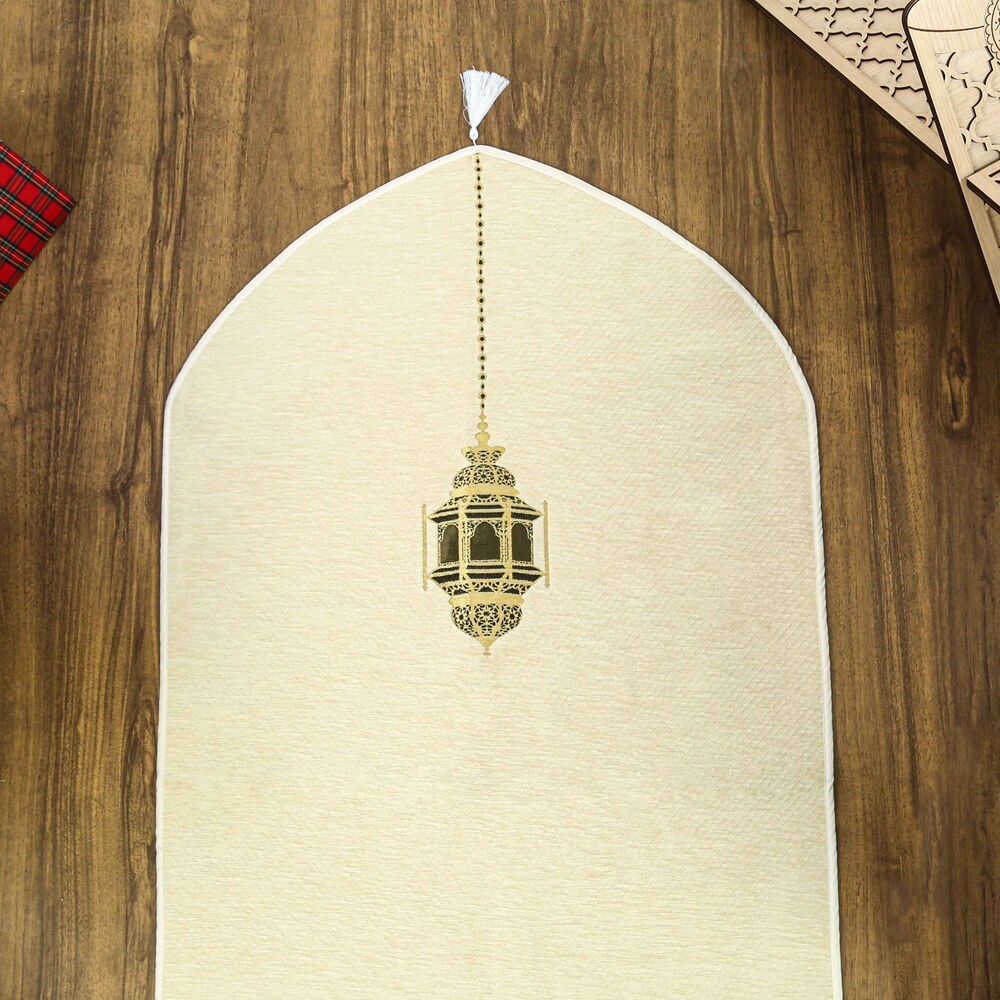 Mahya Lüks Astarlı Biyeli Şönil Seccade Krem (66X125cm) 565 gr
