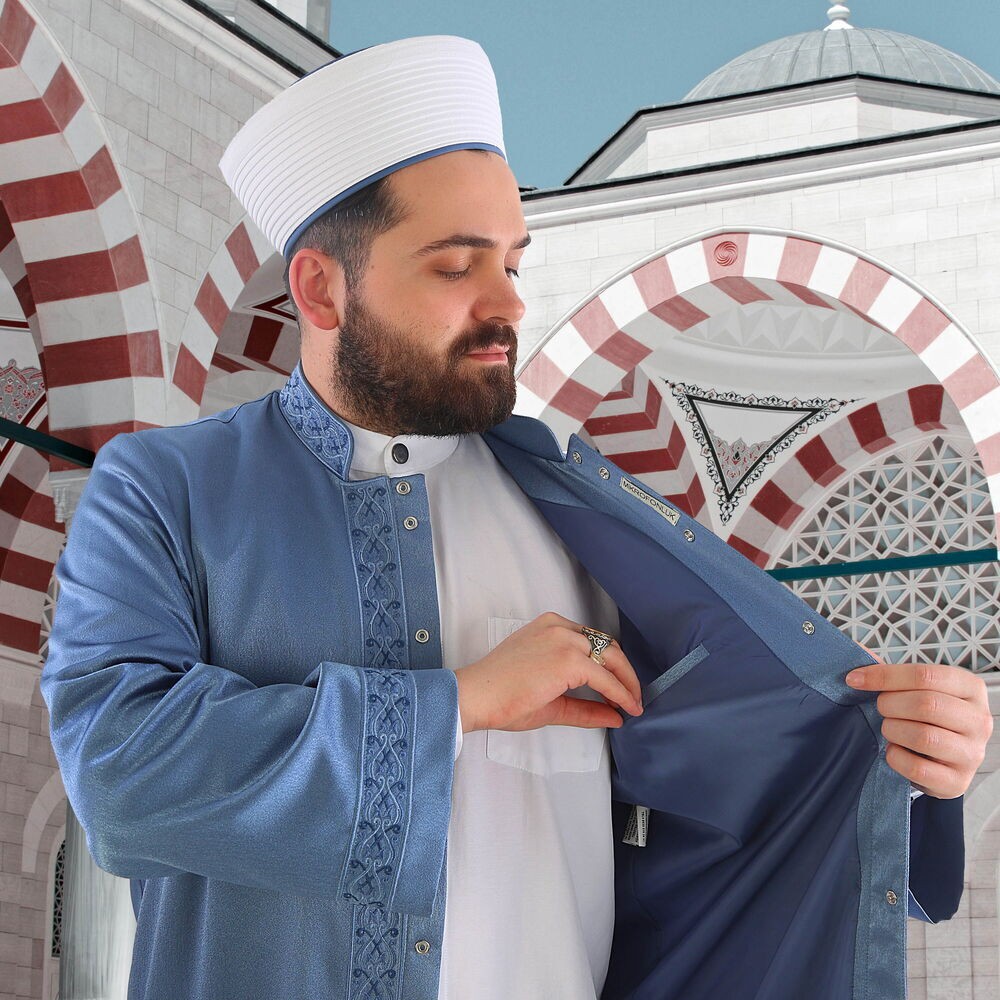 Lüks Kudüs İmam Cübbesi - İndigo