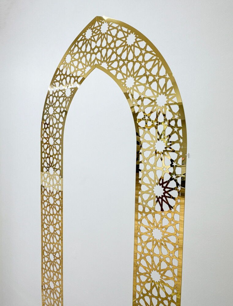 Mescit ve Evler İçin  Portatif  Namaz Kıble Mihrabı Gold Pleksi (85*175 cm)