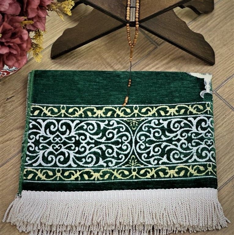 Makam-ı İbrahim Lüks Şönil Seccade Yeşil 70x126 cm-240 gr