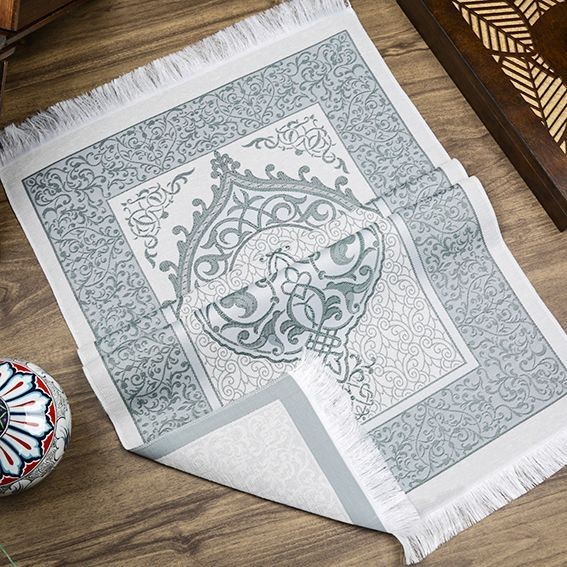 Hediyelik İpek Nur Tafta Seccade Petrol Mavisi 68x110 cm - 200 gr