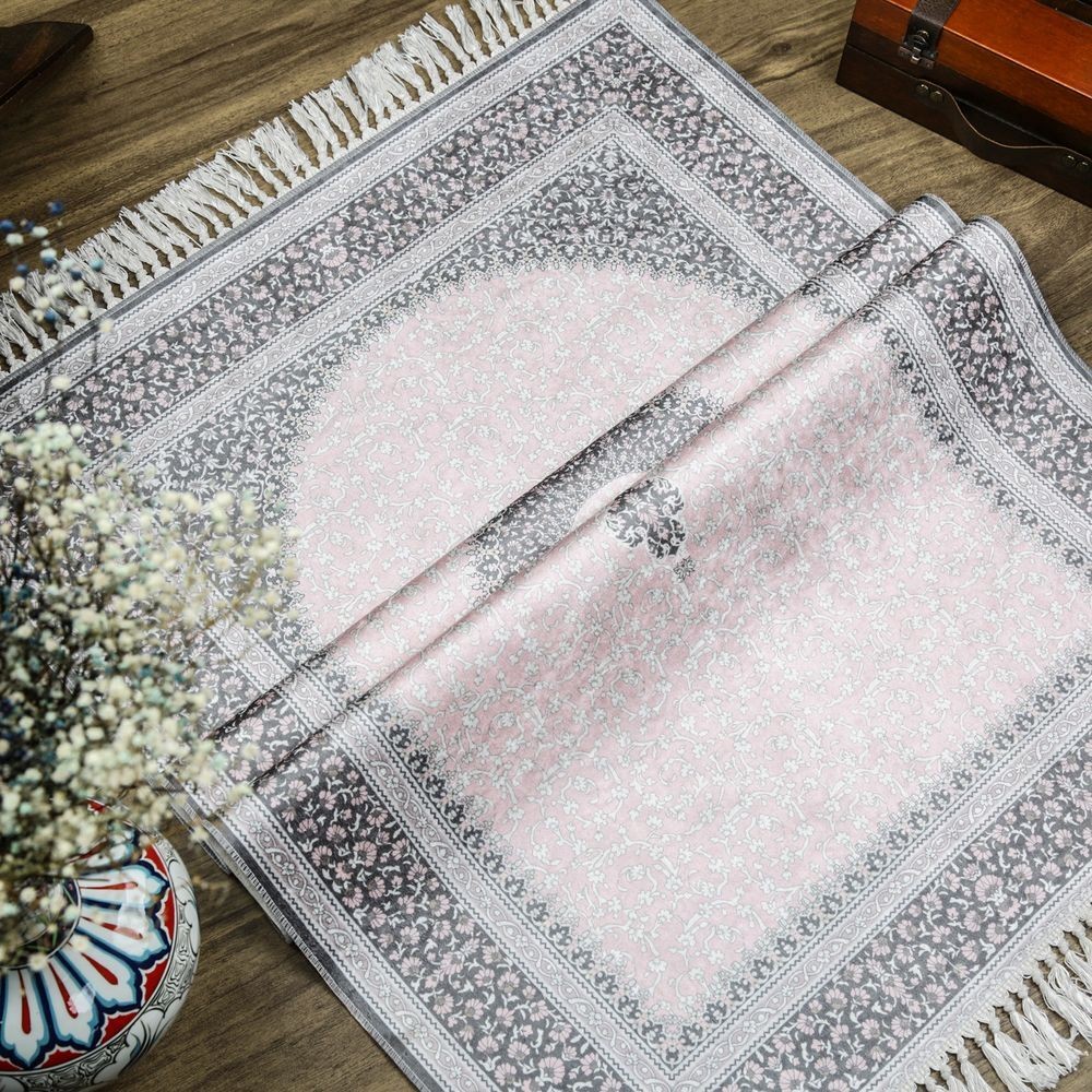 Lüks İpek Ahu Seccade Pembe 70x117 cm - 550 gr