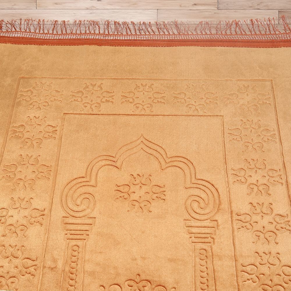 Soft Yumuşak Kadife Peluş Seccade Gold 80 x 120 cm - 1100 gr