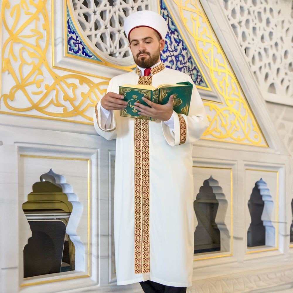 Muvahhid İmam Cübbesi Krem Bordo Bordürlü