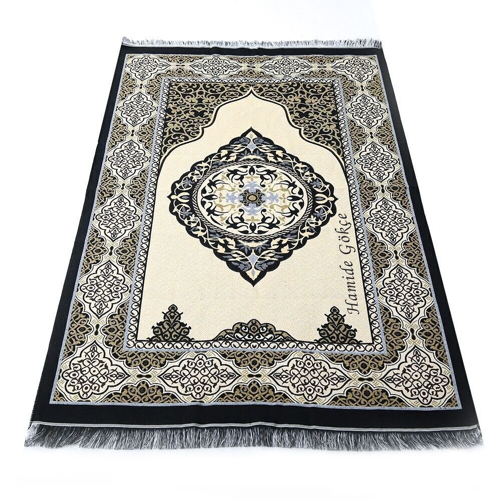 İsme Özel Hediyelik Tafta Seccade Siyah-Gold 68x110 cm - 200 gr