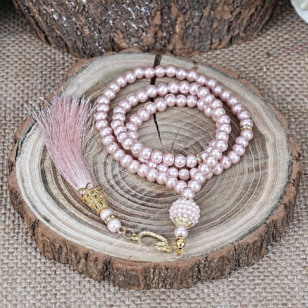 Hediyelik Seccade, Şantuk Kese Yasin, İnci Tesbih Asetat Kutulu (26×23) Set Pembe
