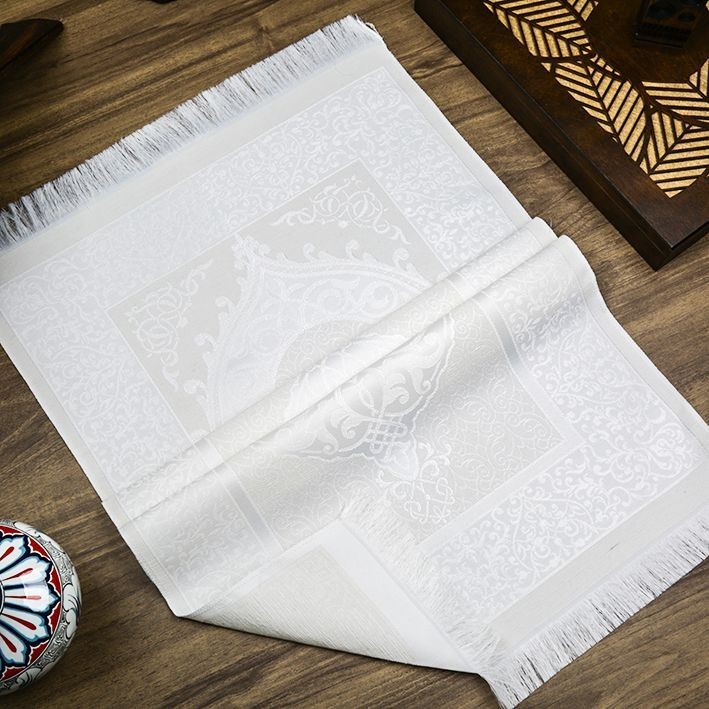 Hediyelik İpek Nur Tafta Seccade Krem 68x110 Cm - 200 Gr