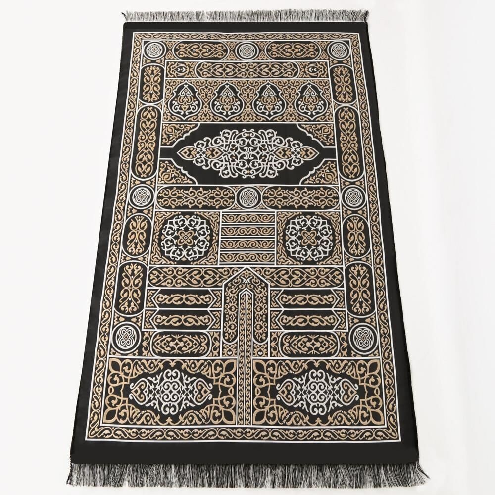 Hediyelik Silindir Asetat Kutu (18×10), Seccade, İnci Tesbihli Set - Siyah