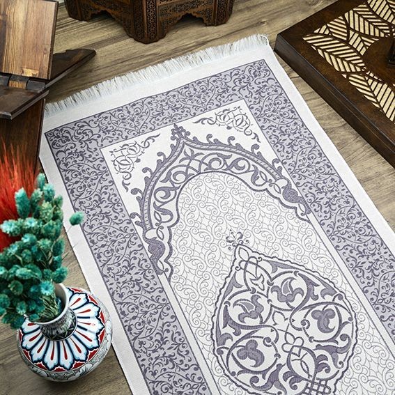 Hediyelik İpek Nur Tafta Seccade Koyu Mor 68x110 cm - 200 gr