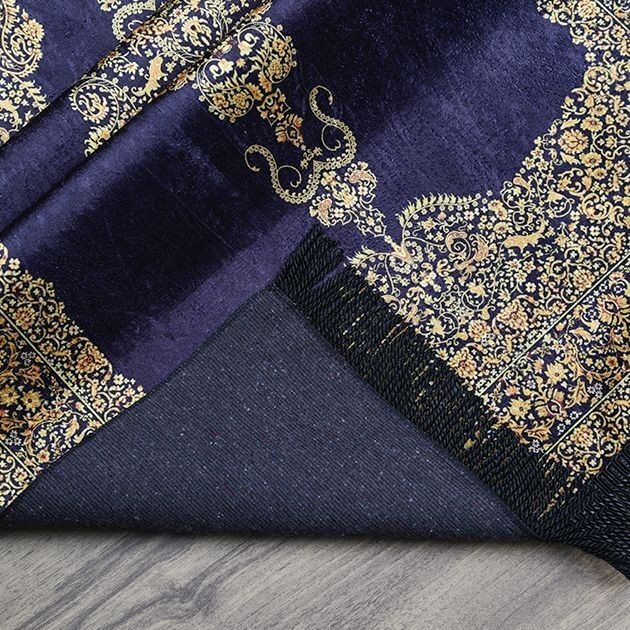 Çeyizlik İpek Burgu Seccade Gold Siyah 70x120 cm - 510 gr