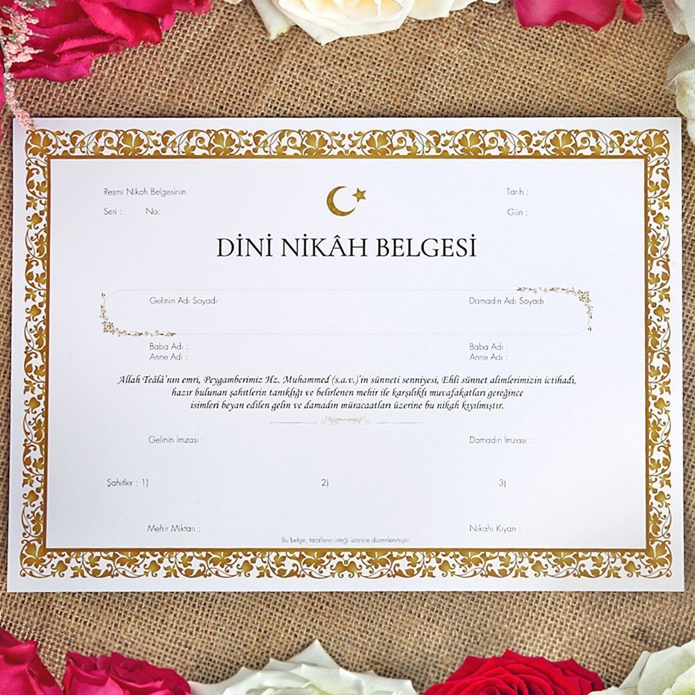 Dini Nikah Hatıra Belgesi ( 10 Adet ) 30*21 cm