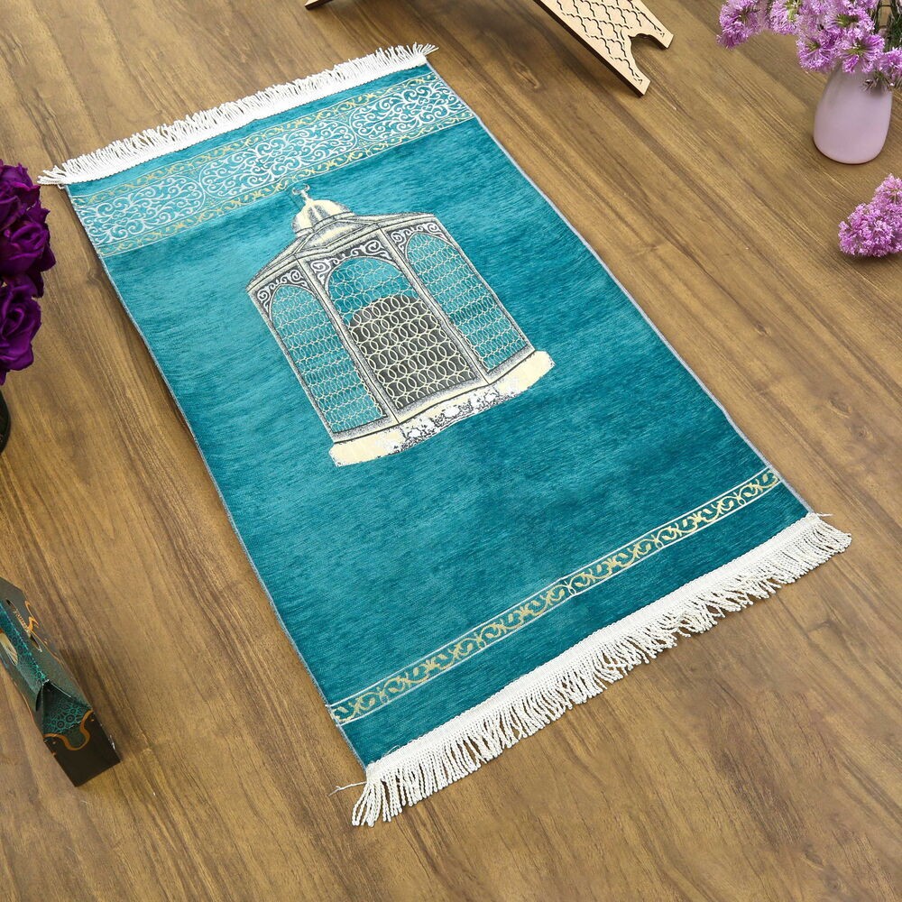 Makam-ı İbrahim Lüks Şönil Seccade Turkuaz (70x126cm) 240 gr