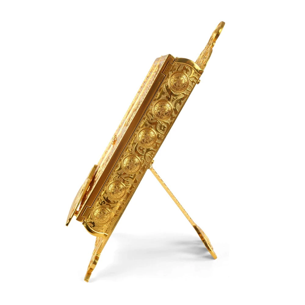 Kabe Kapısı Desenli Gold Kur'an-ı Kerim Kutusu 21x29cm (Orta Boy)
