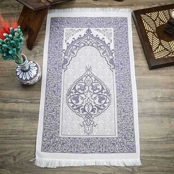 Hediyelik İpek Nur Tafta Seccade Koyu Mor 68x110 cm - 200 gr