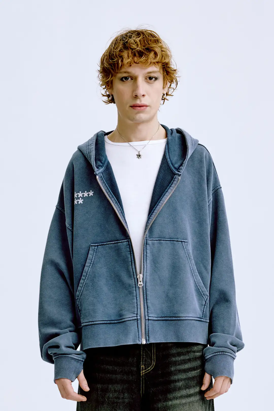 OPTICALSTAR zip hoodie (Navy)ジップアップパーカー