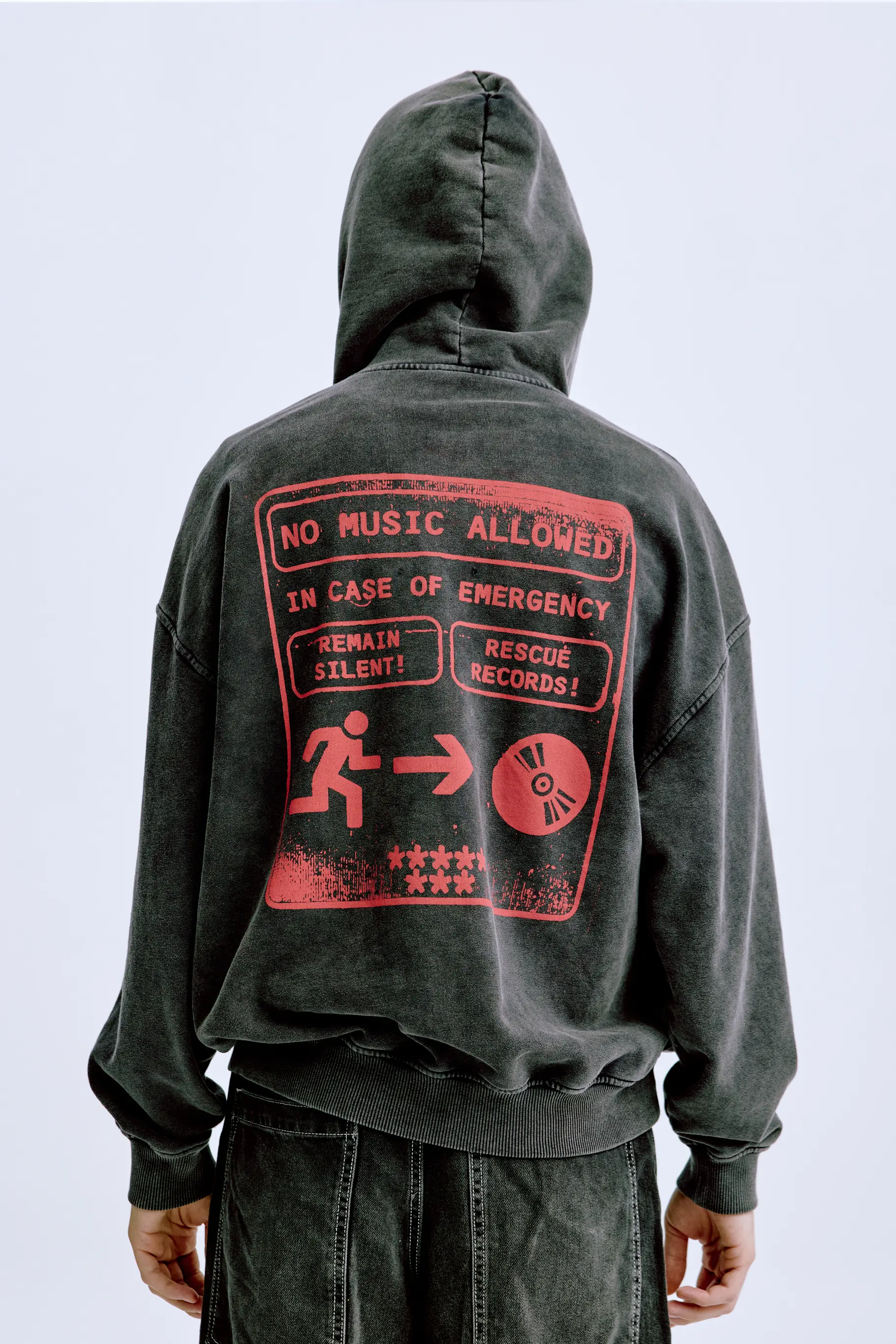 Record Zip Hoodie 'Washed Black'