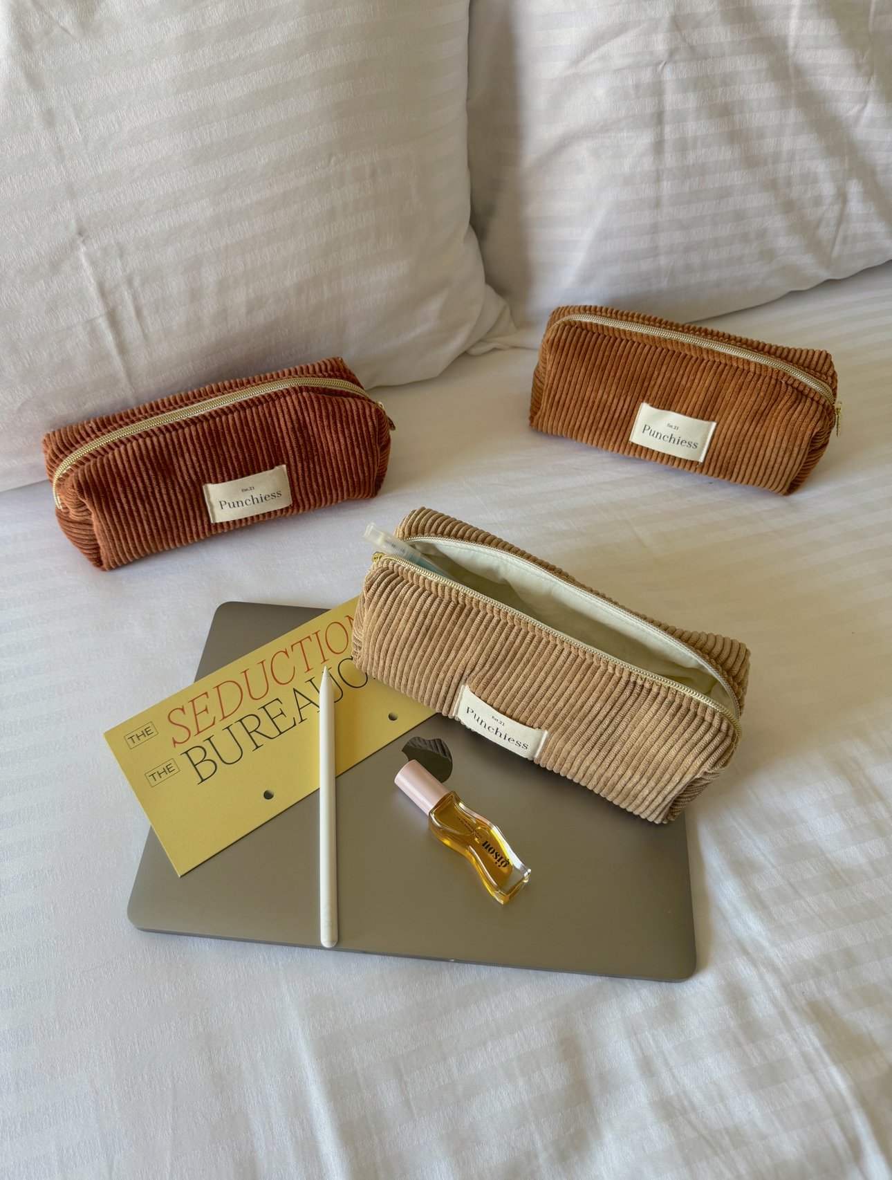 Beige Corduroy Pencil Case