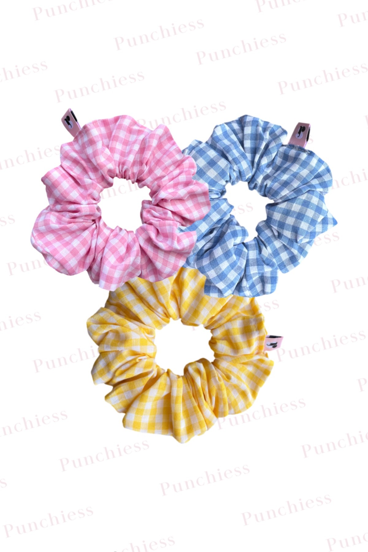 Scrunchie Checkered Set (Pink-Blue-Yellow)