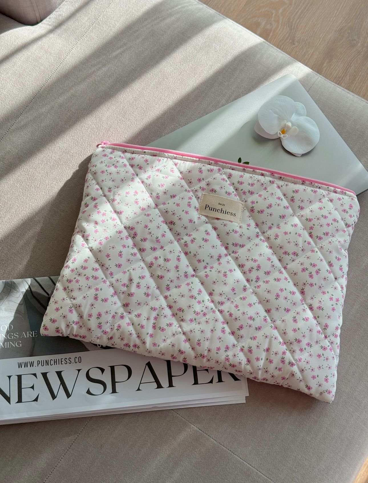 Pink Ditsy Floral Laptop Sleeve