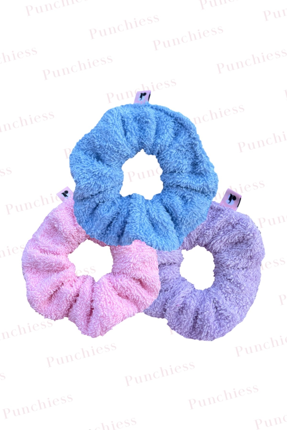 Scrunchie Havlu Toka Set (Pembe-Lila-Mavi)